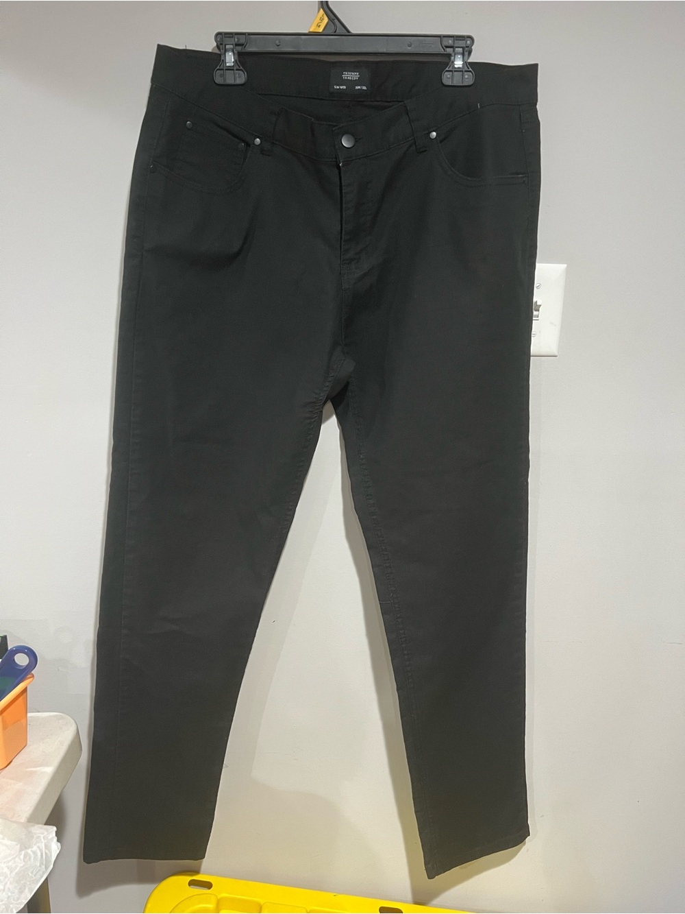 Triumph Over Tragedy Pants Mens 34x30 Black Stretch Slim Taper Button Zip